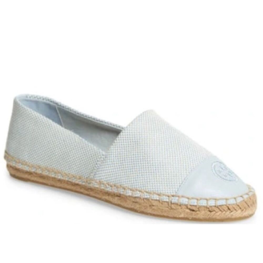 Tory Burch Colorblock Espadrille Flats Seltzer Blue Size 10